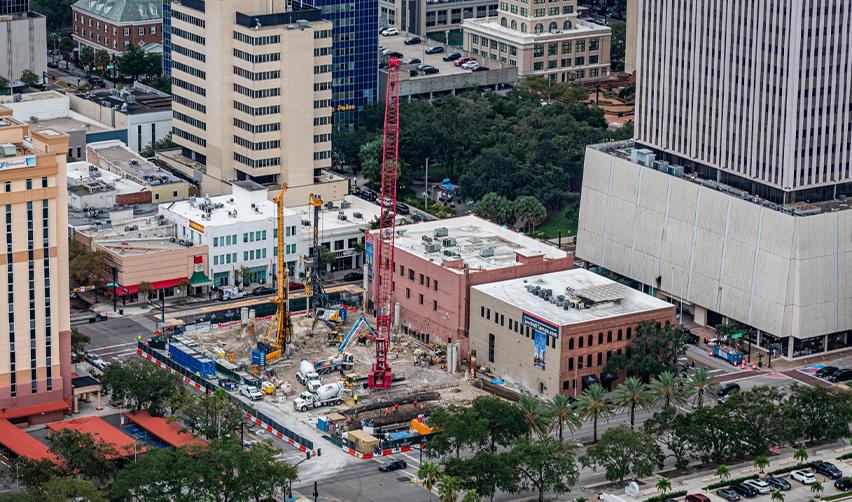 A construction site in a city