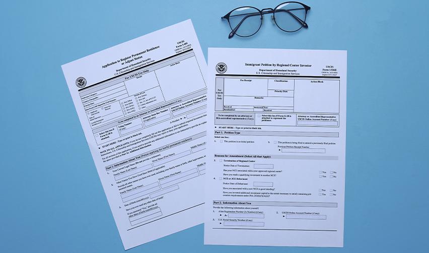 USCIS EB5 immigrant petition and adjustment of status forms. Key documents for EB5 investors seeking U.S. residency.