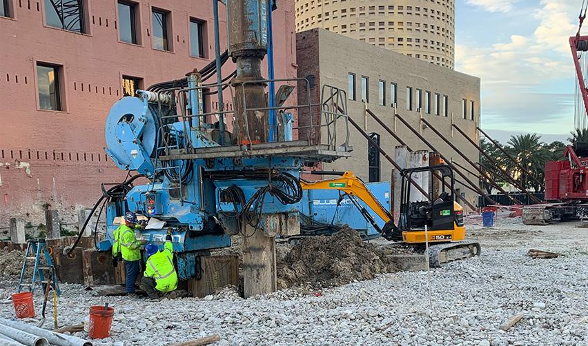 A group of people working on a construction site
