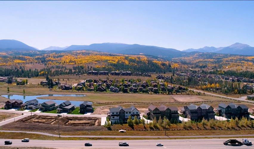 A high angle view of a town