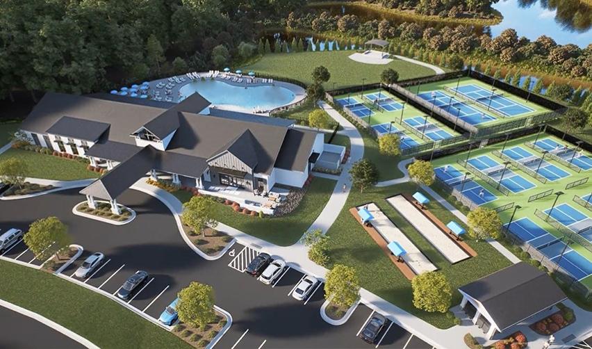 A aerial view of a resort