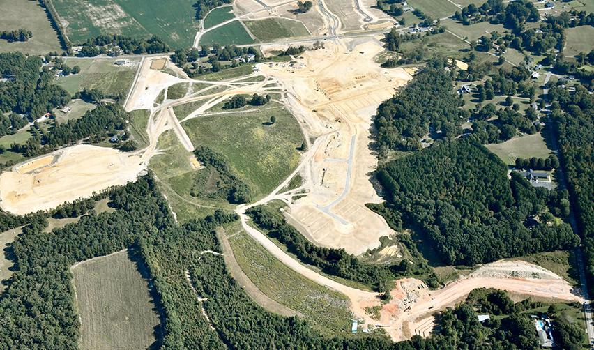 An aerial view of a land