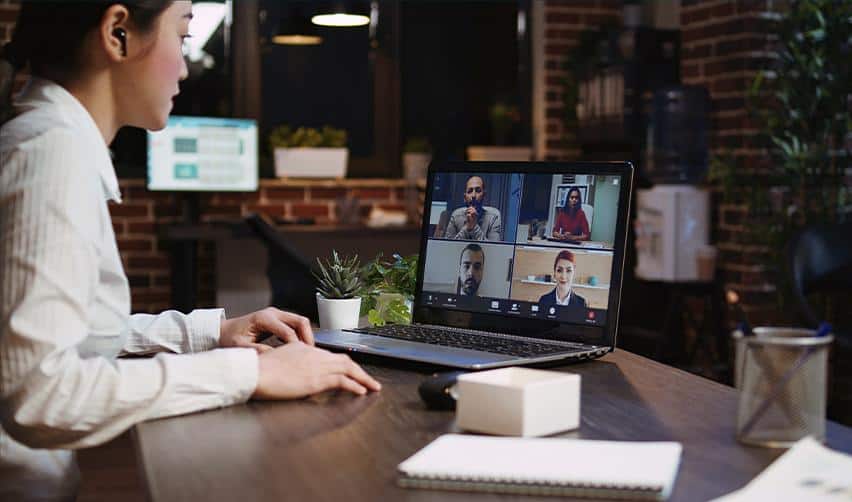 An investor speaking with EB5AN leadership over a video call, illustrating the personalized access Sam and Mike provide during EB5 project evaluation.